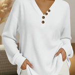 Ute | Unifarbener Waffelstrick-Pullover mit V-Ausschnitt | Stefanie Berlin