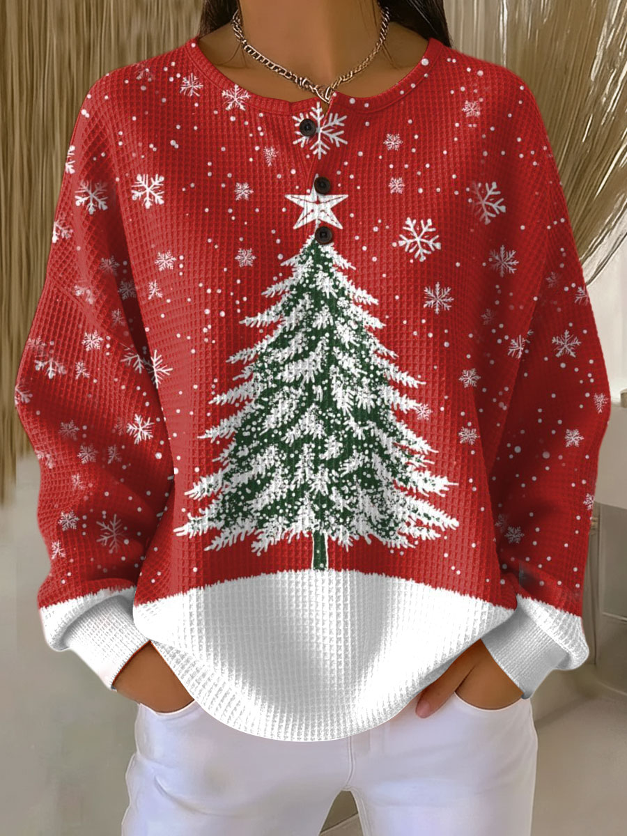 Monika | Weihnachtspullover in Waffelstrick mit Tannenbaum | Stefanie Berlin