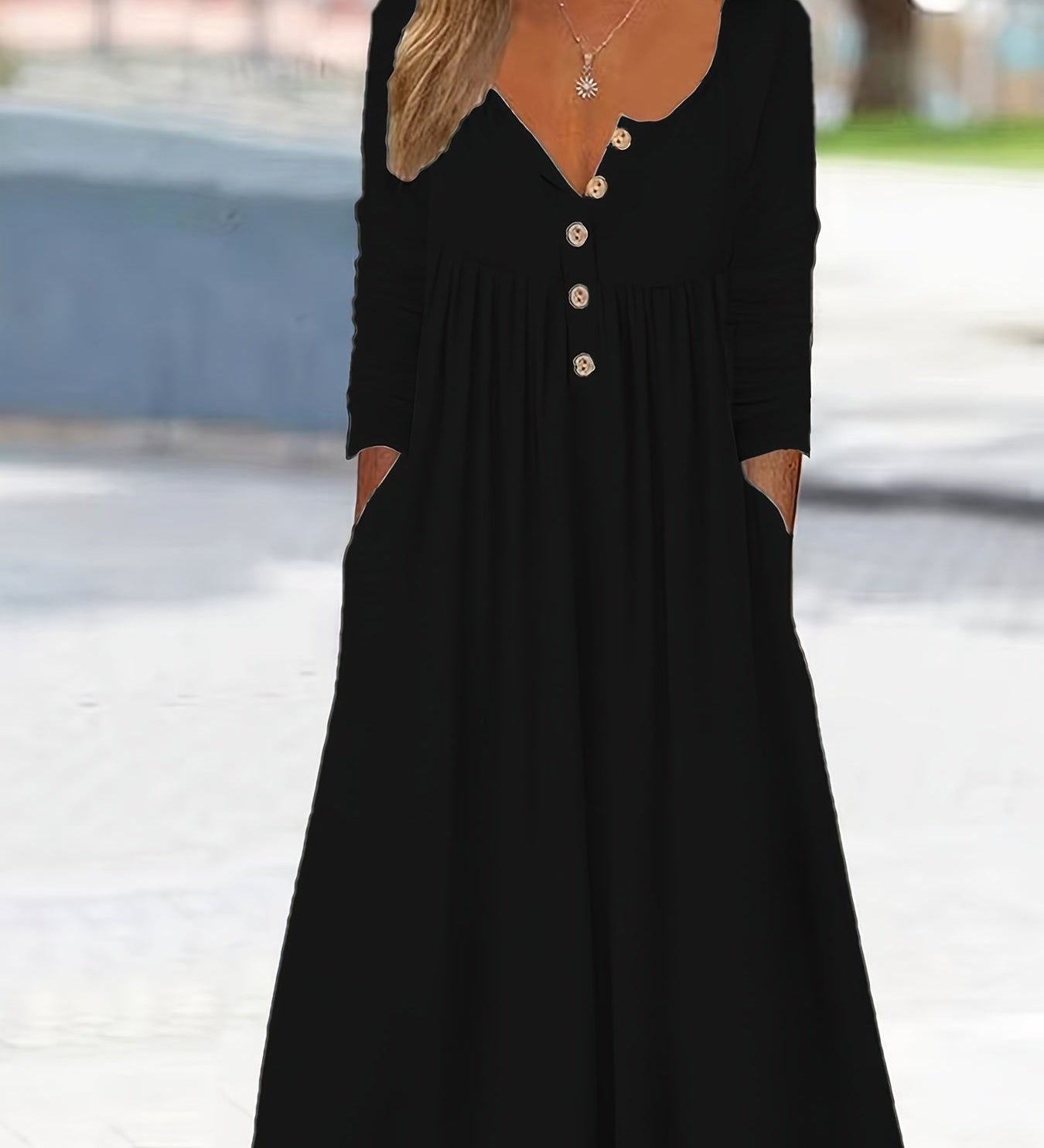 Clara | Midi-Kleid mit Knöpfen vorn - Ansicht 2