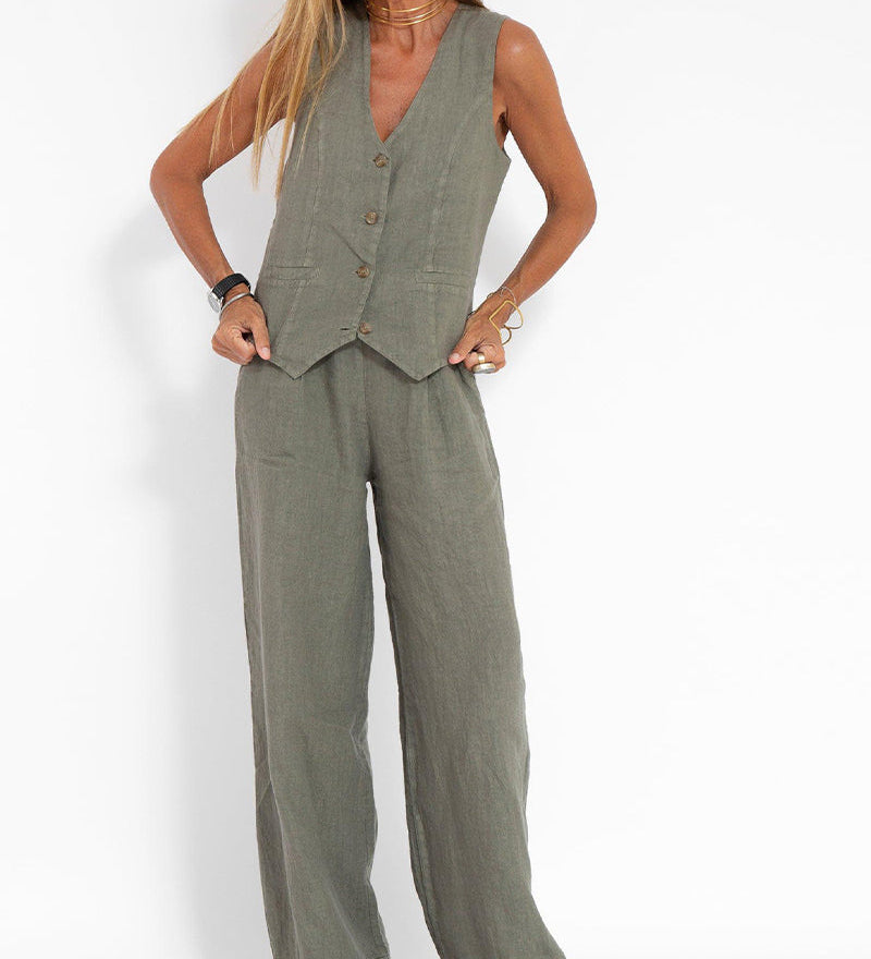 Andrea - Ensemble Gilet mit Knöpfen & Weite Hose - Ansicht 14