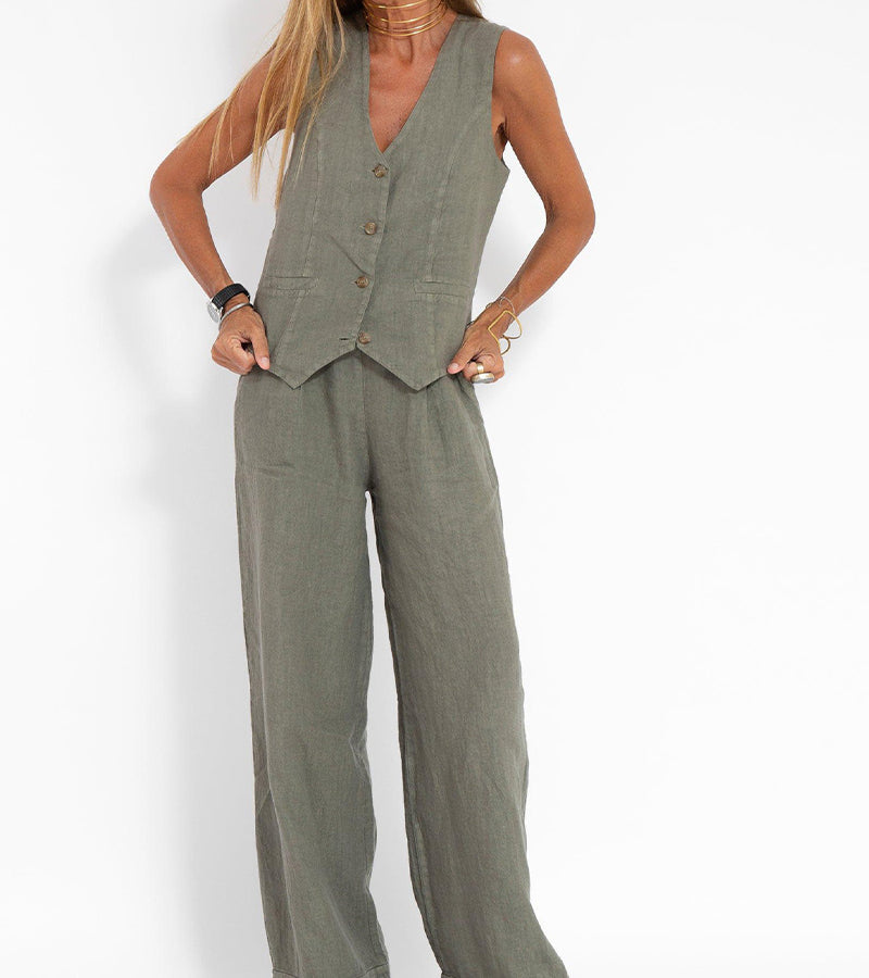 Andrea - Ensemble Gilet mit Knöpfen & Weite Hose - Ansicht 14