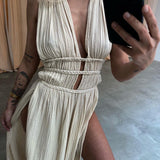 Yvonne - Texturiertes Kleid mit Schlitz - Ansicht 6