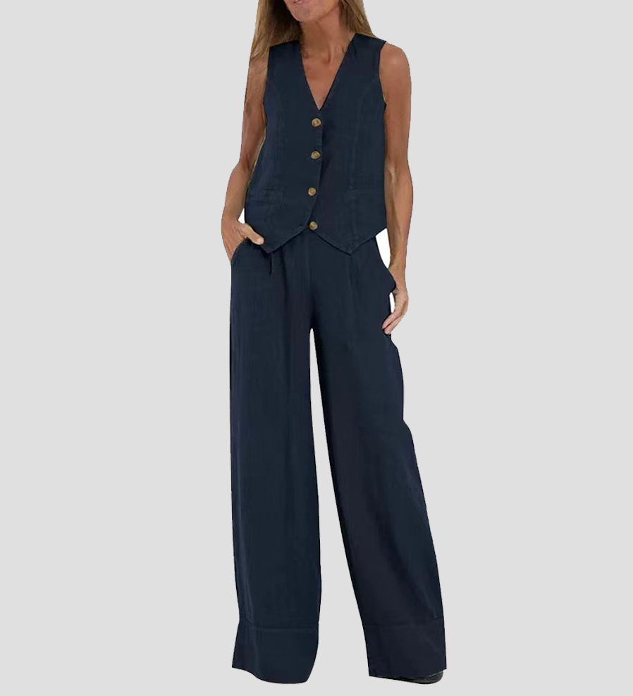 Andrea - Ensemble Gilet mit Knöpfen & Weite Hose - Ansicht 17