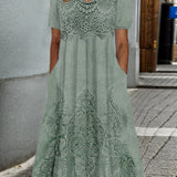 Indigo | Elegantes Midi-Kleid mit Blumenmuster - Ansicht 5