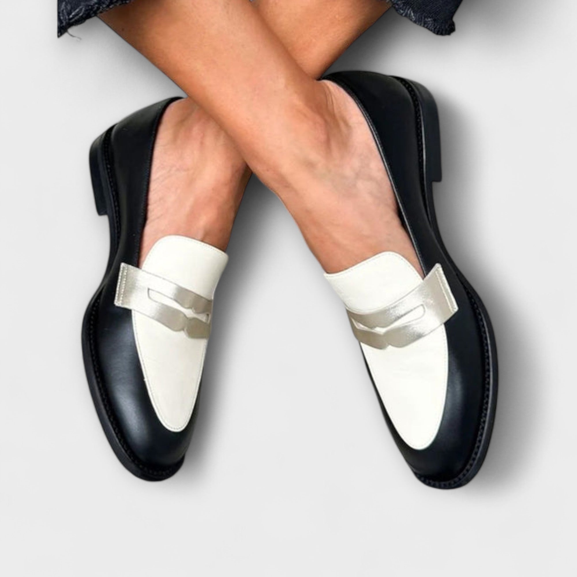 Karin | Schwarze Metallic-Mokassins von Stefanie Berlin