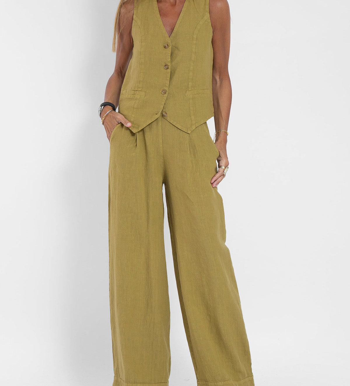 Andrea - Ensemble Gilet mit Knöpfen & Weite Hose - Ansicht 3