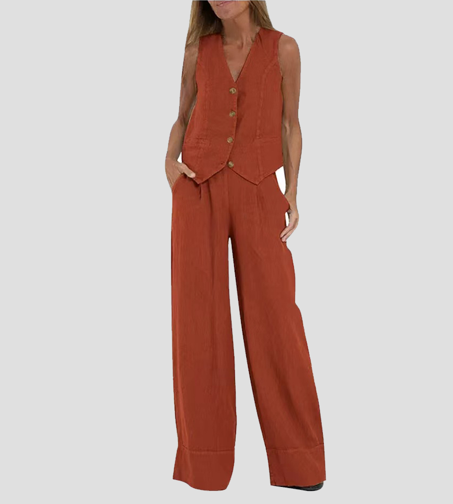 Andrea - Ensemble Gilet mit Knöpfen & Weite Hose - Ansicht 15