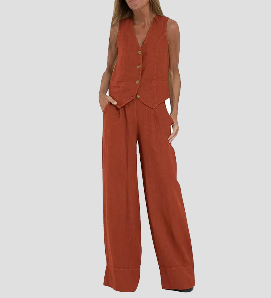 Andrea - Ensemble Gilet mit Knöpfen & Weite Hose - Ansicht 15