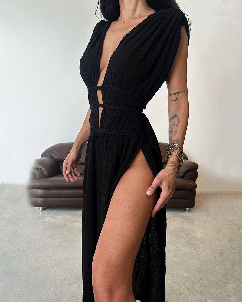Yvonne - Texturiertes Kleid mit Schlitz - Ansicht 10