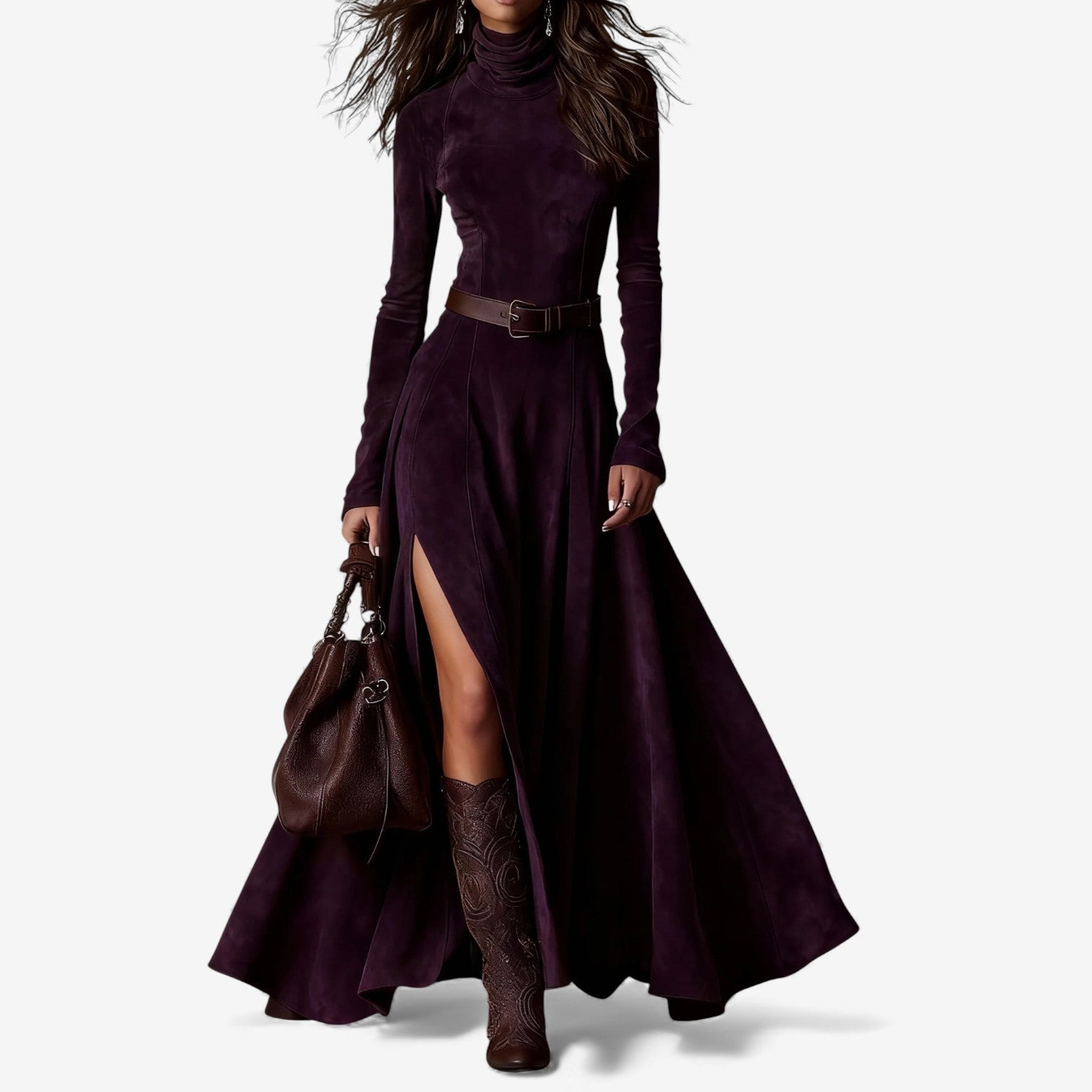 Esther | Elegantes langes Kleid mit inkludiertem Gürtel - Ansicht 2